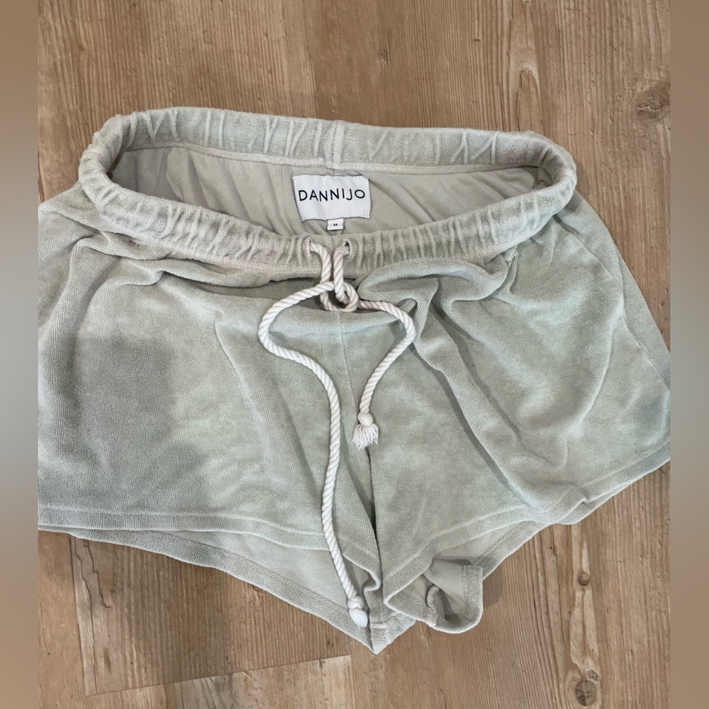 DANNIJO Sage Green Terry Drawstring Shorts